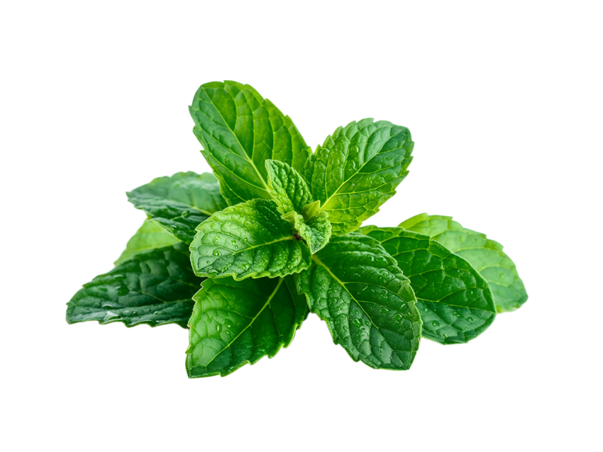 Fresh Green Mint Leaves on Transparent Background