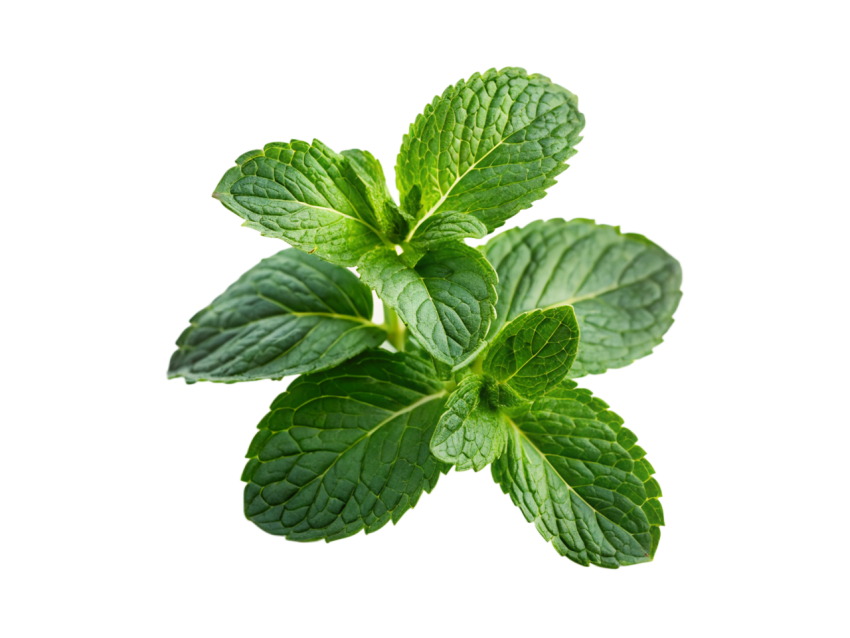 Fresh Green Mint Leaves on Transparent Background