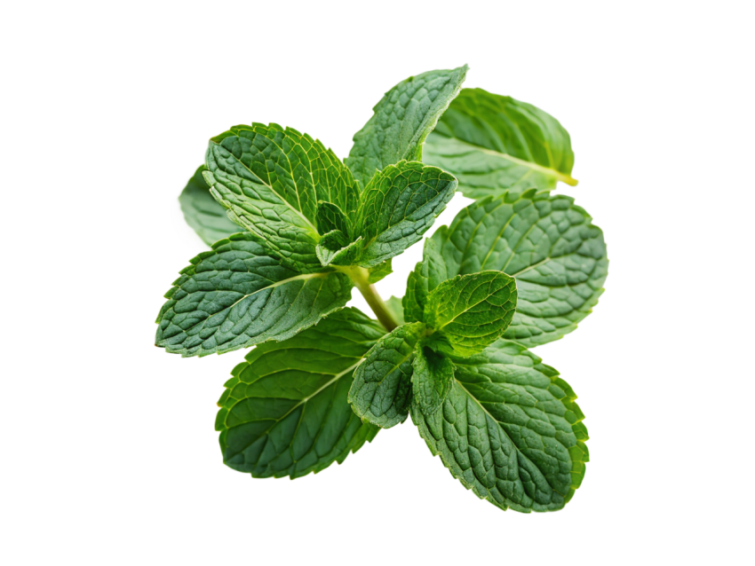 Fresh Green Mint Leaves on Transparent Background