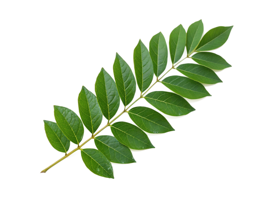 Fresh Green Curry Leaves Isolated on Transparent Background