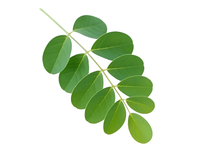 Fresh Green Moringa Leaf Branch on Transparent background