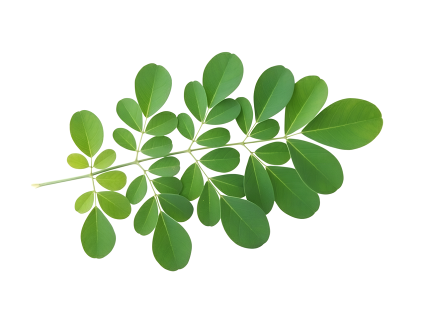 Fresh Green Moringa Leaf Branch on Transparent background