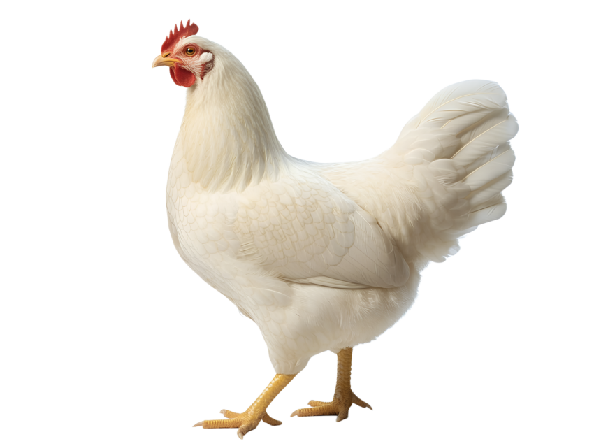 White Chicken Standing on Transparent background