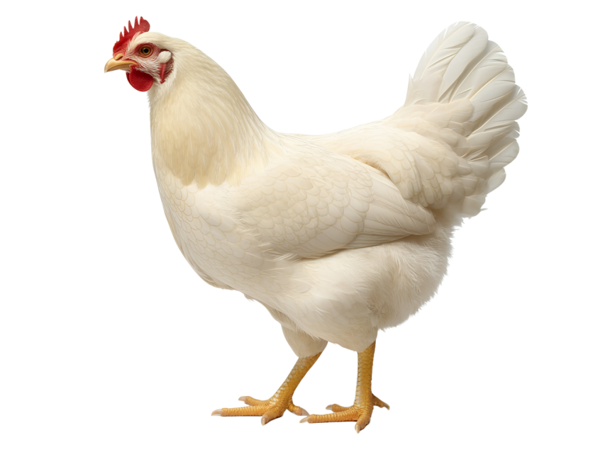 White Chicken Standing on Transparent background