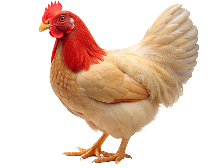 White Chicken Standing on Transparent background