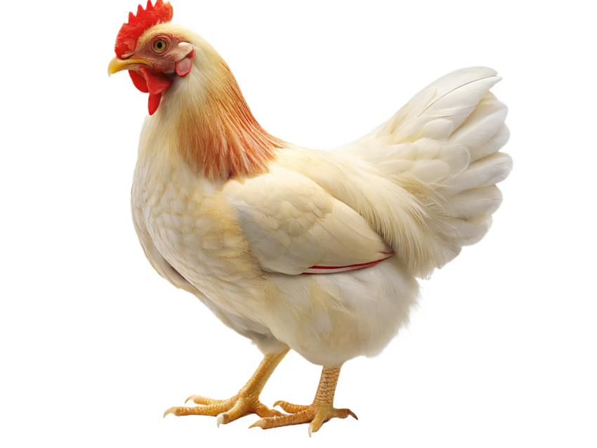 White Chicken Standing on Transparent background