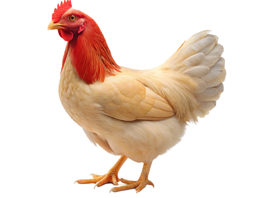 White Chicken Standing on Transparent background