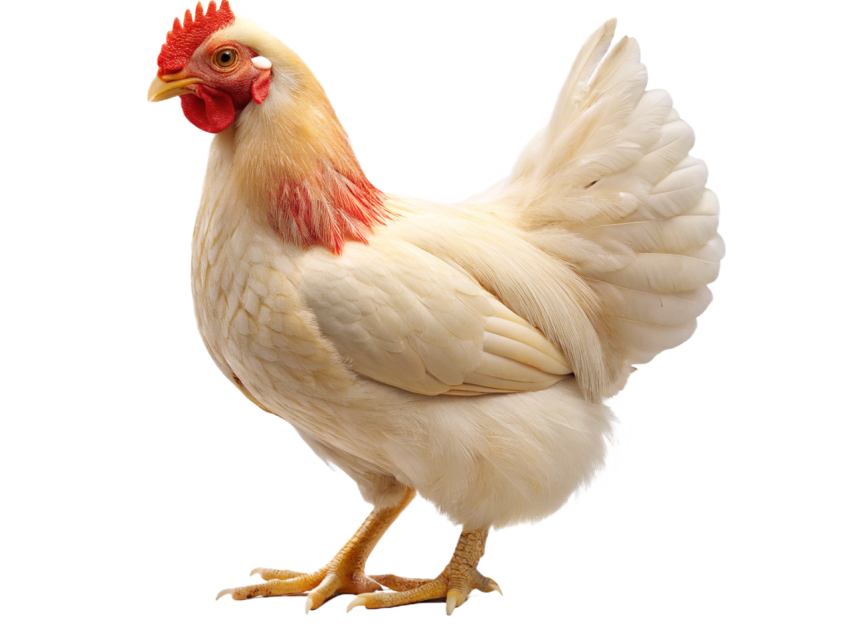 White Chicken Standing on Transparent background