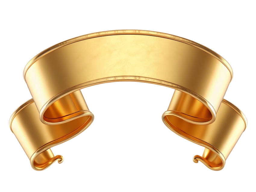 Luxury Golden Ribbon Banner on Transparent Background