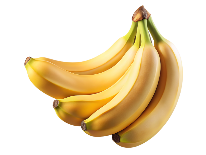 Fresh Yellow Bananas on Transparent Background