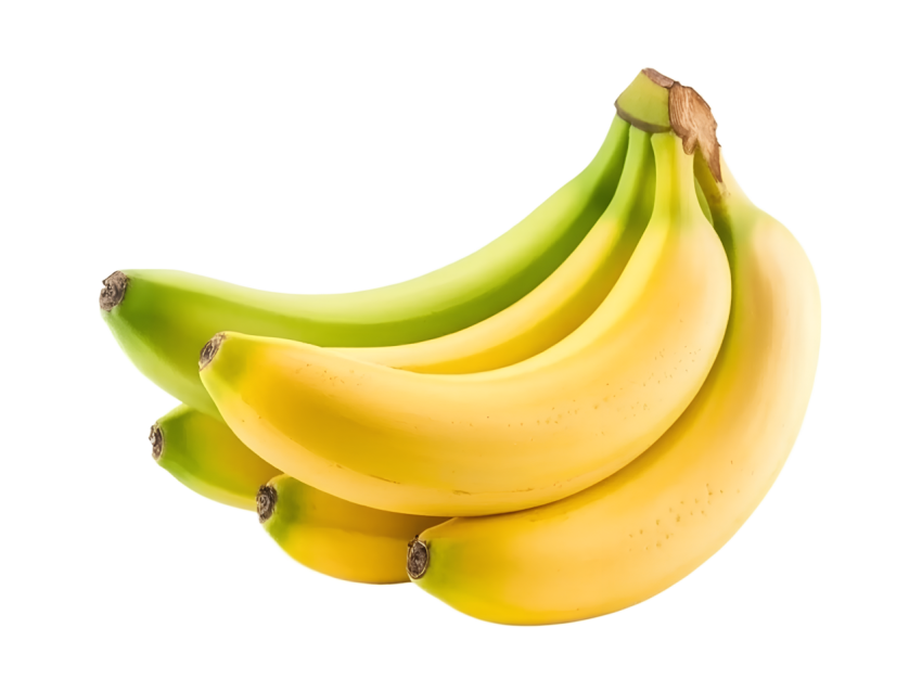 Fresh Bananas cluster on Transparent Background