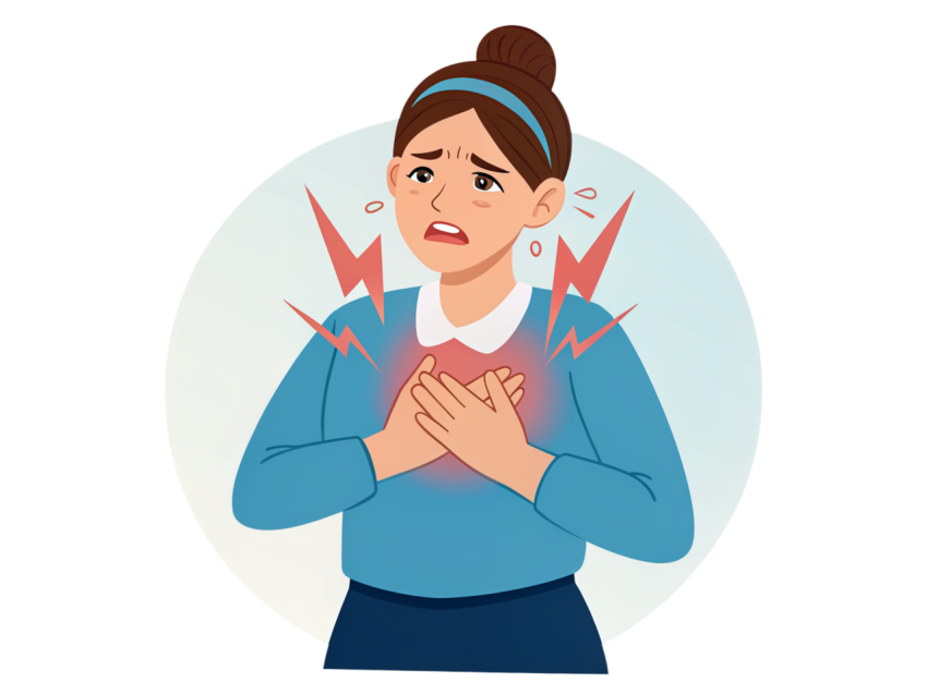 Woman Chest Pain Experiencing with Warning Signs