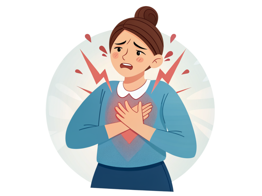 Woman Chest Pain Experiencing with Warning Signs