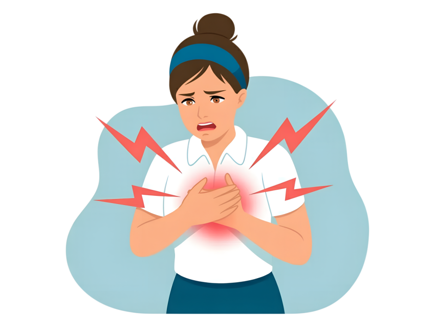 Woman Chest Pain Experiencing with Warning Signs