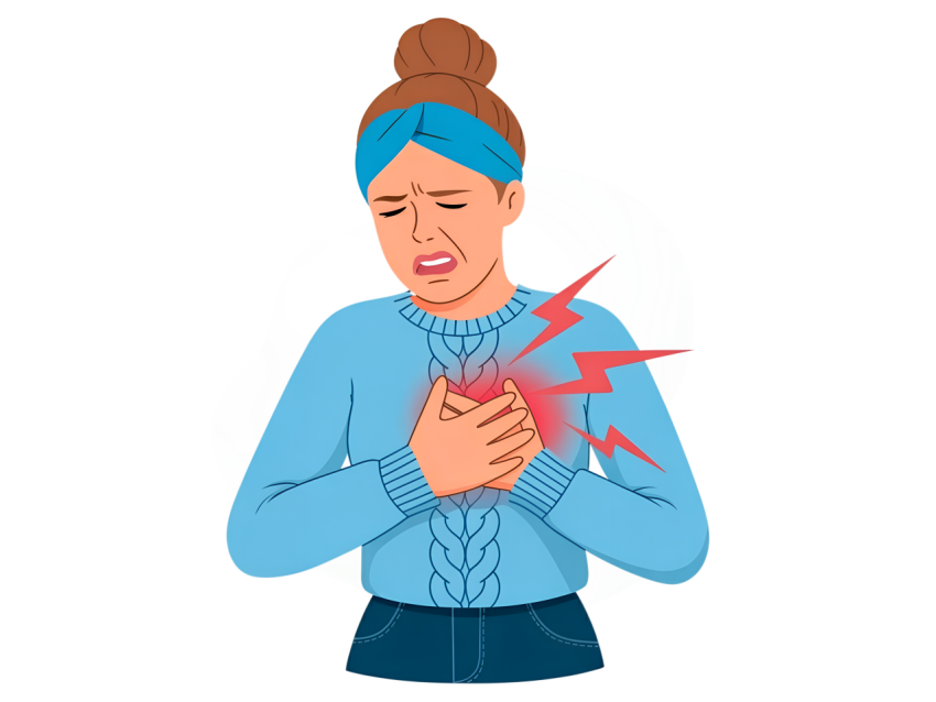 Woman Chest Pain Experiencing with Warning Signs