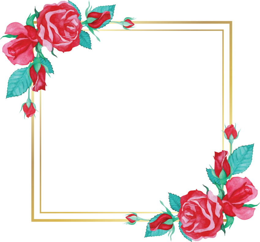 Watercolor Rose Flower Frame Design