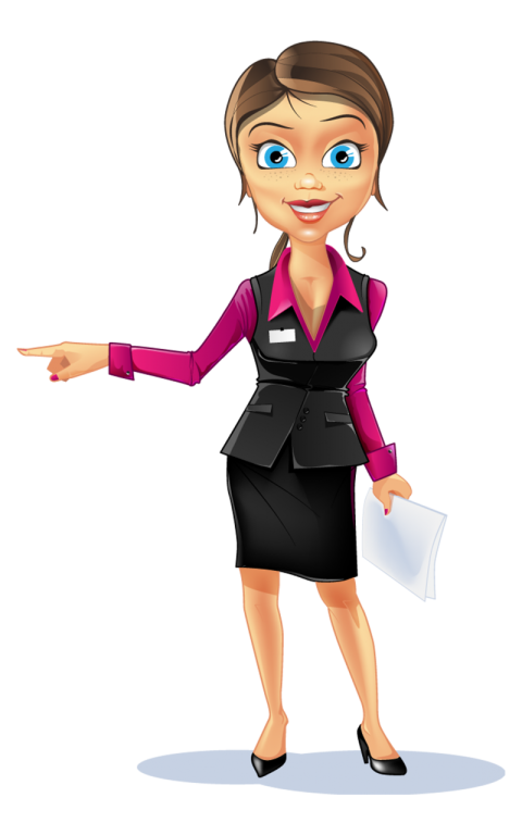 Pointing Business Women Cartoon Character Png