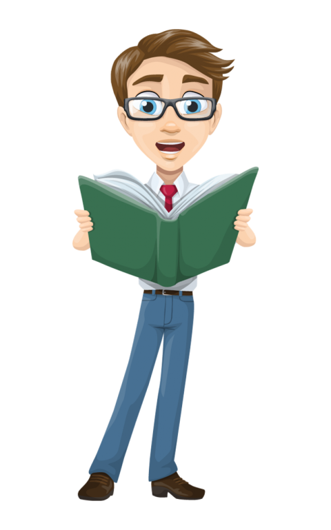 Business Man Cartoon Reading Book Png