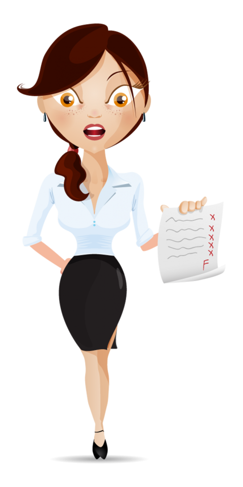 Showing Fail Exam Mark Cartoon Character Png