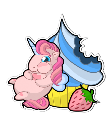 Unicorn With Cupcake Sticker Png