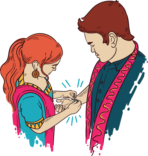 Cartoon Raksha Bandhan Brother Sister