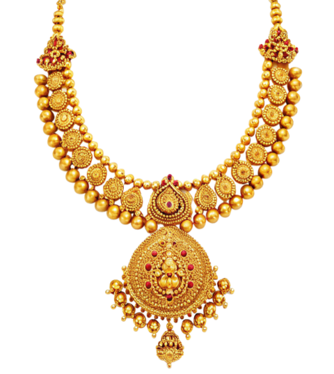 Golden floral necklace jewelry ornament png