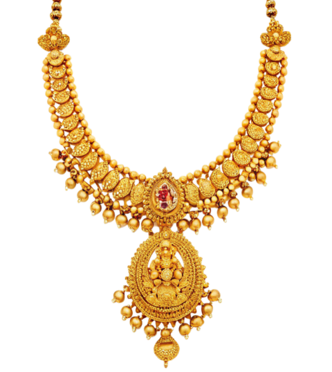 Golden floral necklace jewelry ornament png