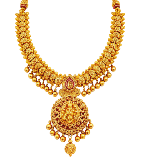 Golden floral necklace jewelry ornament png