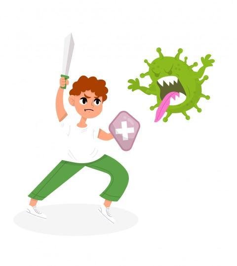Fight the Virus with Shield Concept Illustration