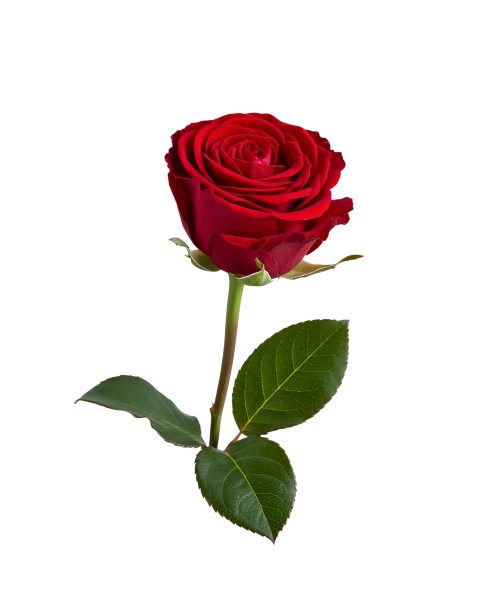 Red Rose Flower on Transparent Background