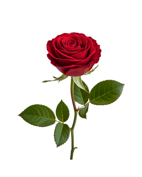 Red Rose Flower on Transparent Background