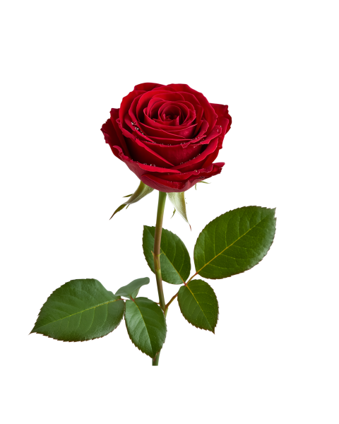 Red Rose Flower on Transparent Background