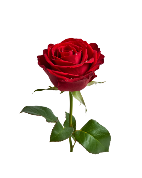 Red Rose Flower on Transparent Background