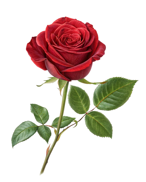Red Rose Flower on Transparent Background
