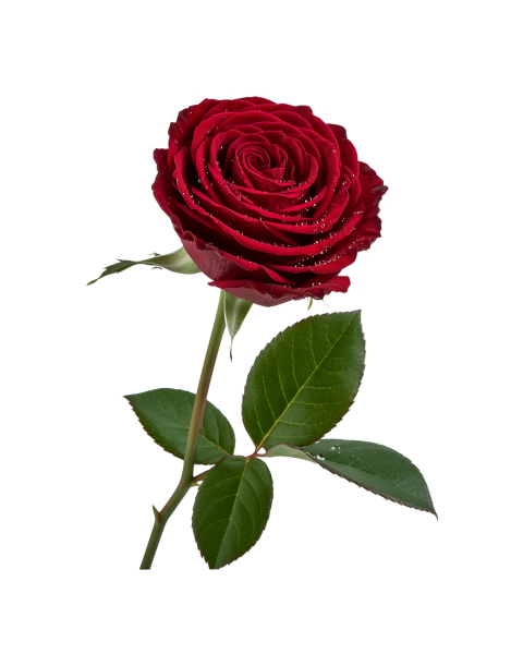 Red Rose Flower on Transparent Background