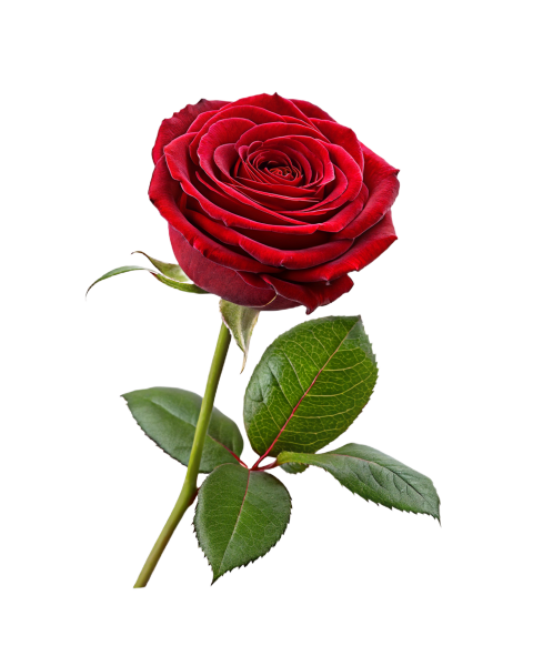 Red Rose Flower on Transparent Background