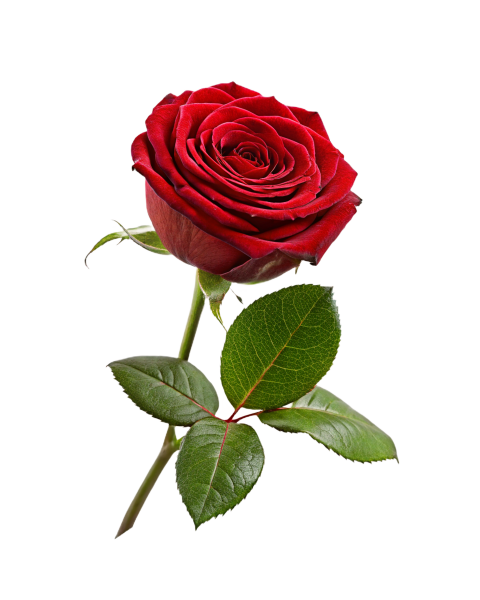 Red Rose Flower on Transparent Background