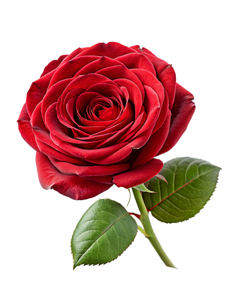 Red Rose Flower on Transparent Background