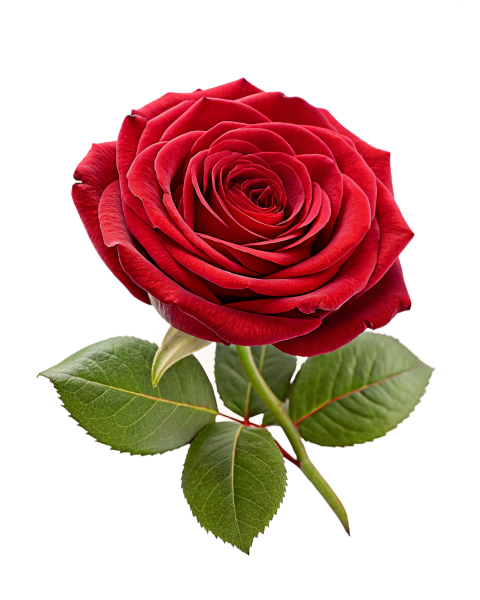 Red Rose Flower on Transparent Background