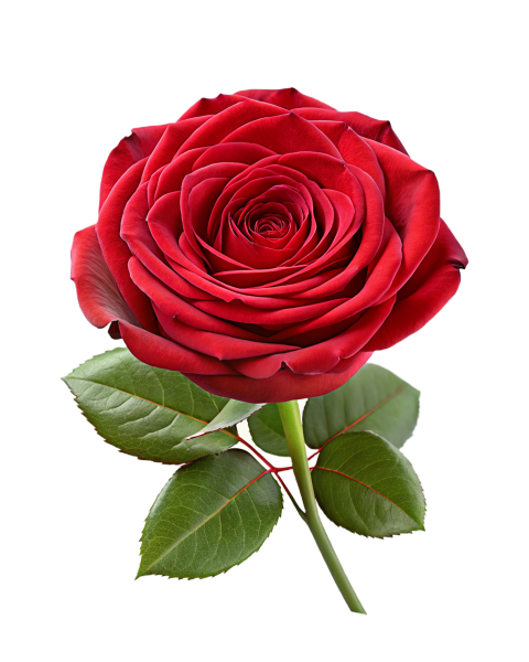 Red Rose Flower on Transparent Background