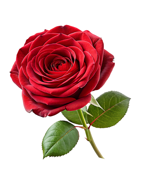 Red Rose Flower on Transparent Background