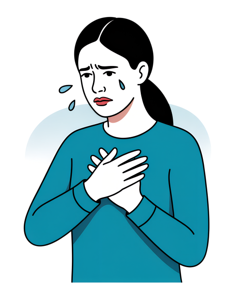 Woman Chest Pain Experiencing  with Warning Signs