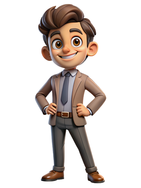 Smiling Businessman Cartoon Character in Formal Attire png