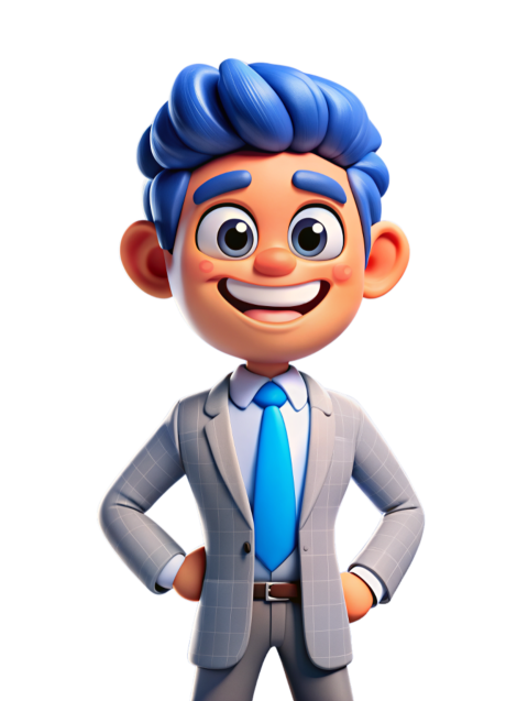 Smiling Businessman Cartoon Character in Formal Attire png