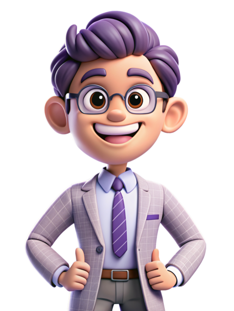 Smiling Businessman Cartoon Character in Formal Attire png