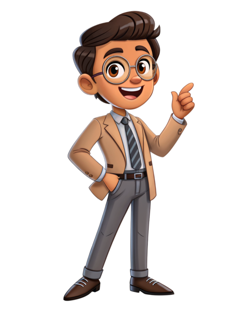 Smiling Businessman Cartoon Character in Formal Attire png