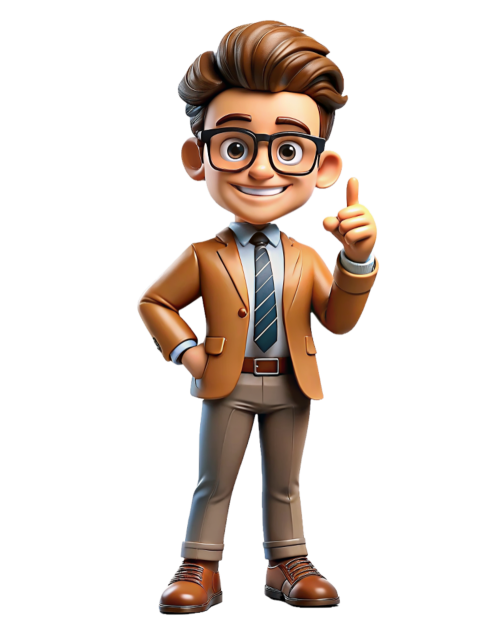Smiling Businessman Cartoon Character in Formal Attire png