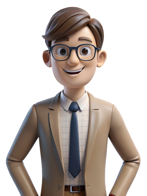 Smiling Businessman Cartoon Character in Formal Attire png