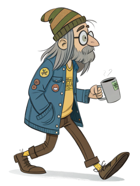 Cartoon illustration of a homeless man png