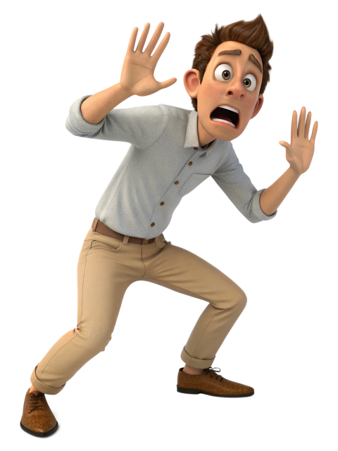 Surprised Man Expresses Shock and Fear Png